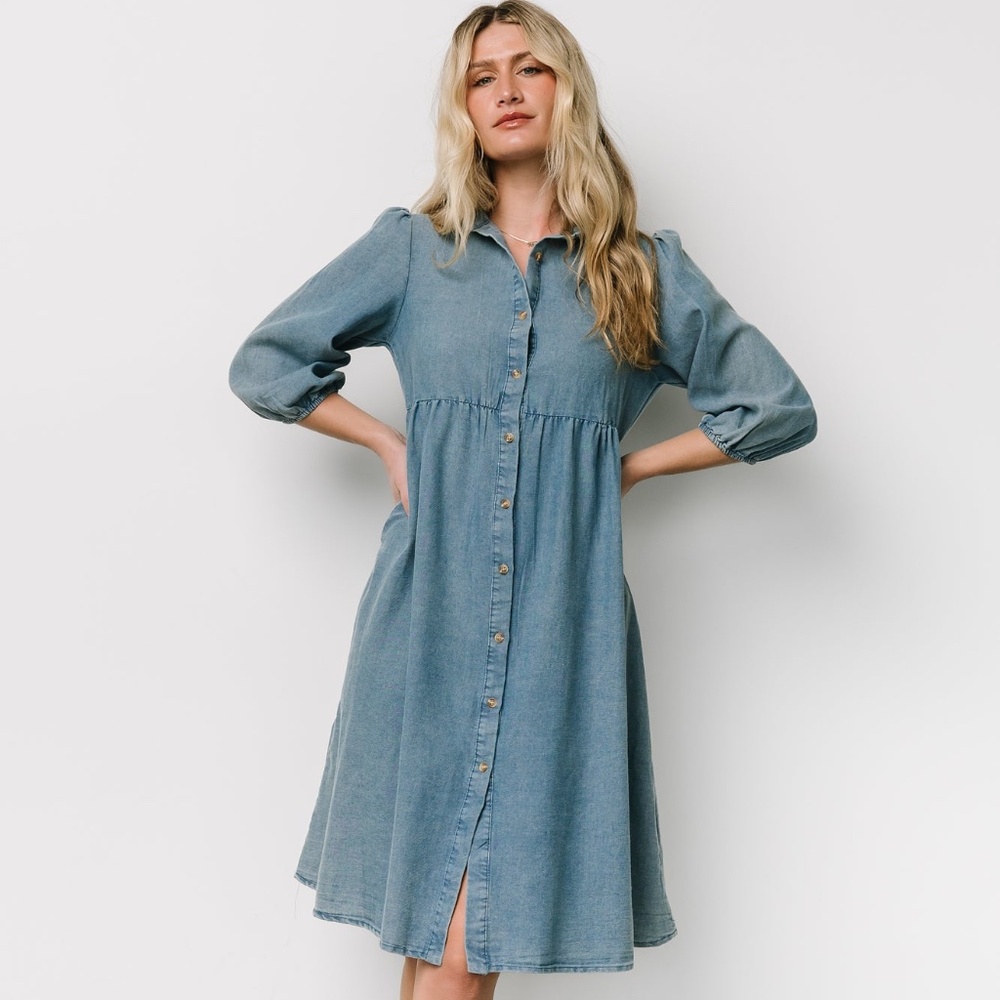 Baltic Born Sari Babydoll Dress | Chambray Size LL